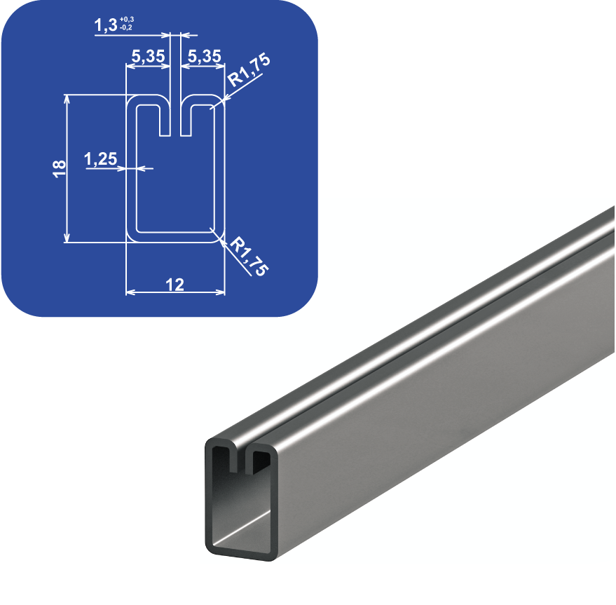 profil ramowy do blach perforowanych LE 12x18x1,3x1,25 mm