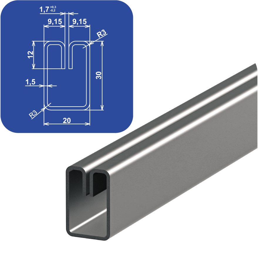 profil ramowy do blach perforowanych LE 20x30x1,7x1,5 mm