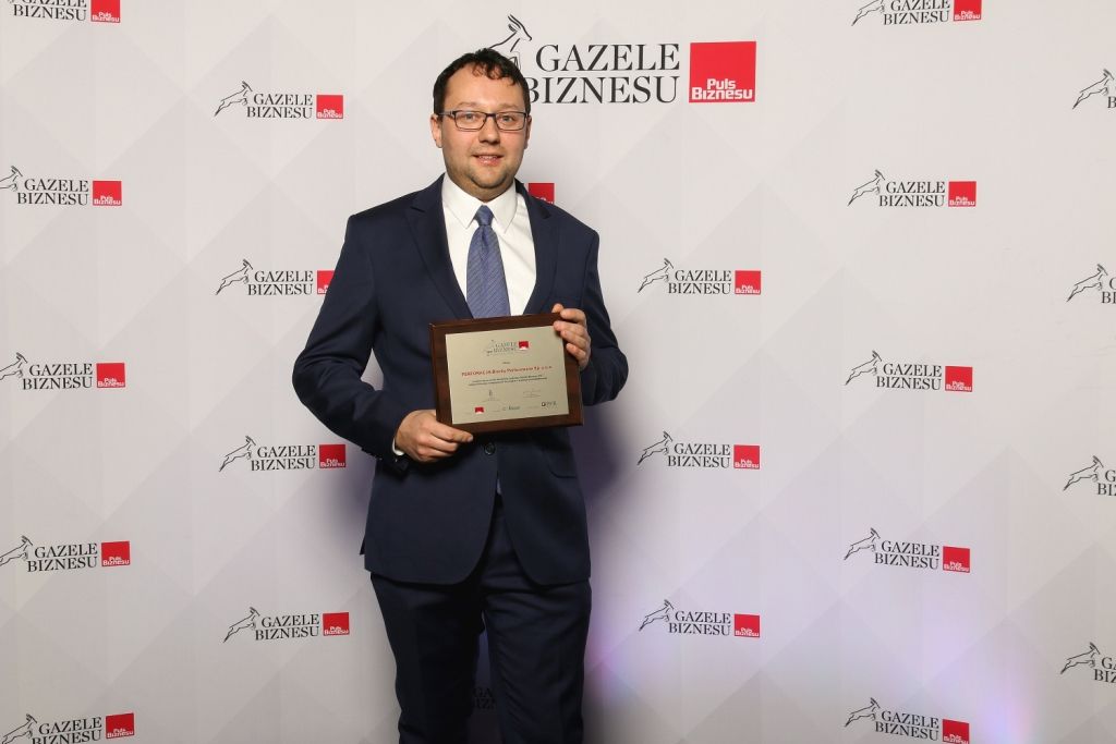 Przedstawiciel Perforacja z dyplomem na gali Gazel Biznesu 2018