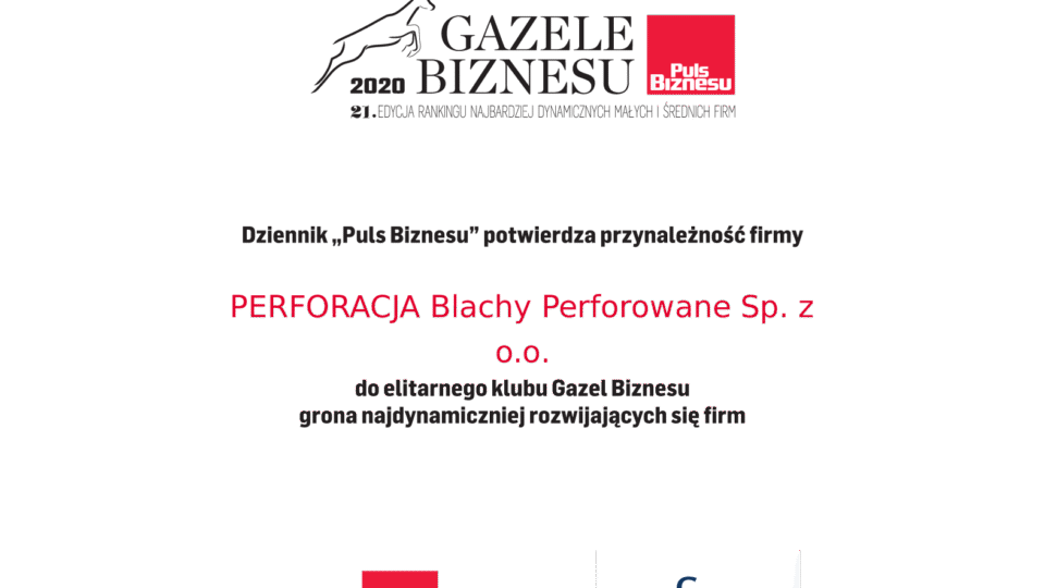 Dyplom Gazele Biznesu 2020