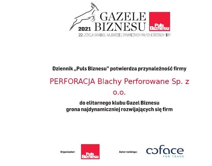 Dyplom Gazele Biznesu 2021