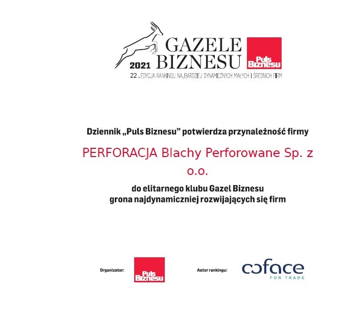 Dyplom Gazele Biznesu 2021