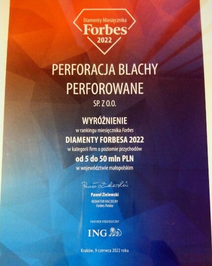 Dyplom Diamenty Forbesa dla Perforacja